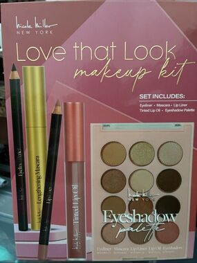 Nicole Miller Pink Eyeshadow & Makeup Kit with Tinted Lip Oil